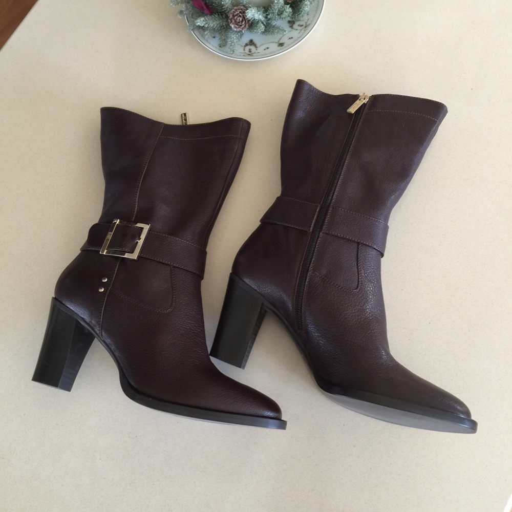 NEW Marina Rinaldi Brown Leather Boots, Size 10